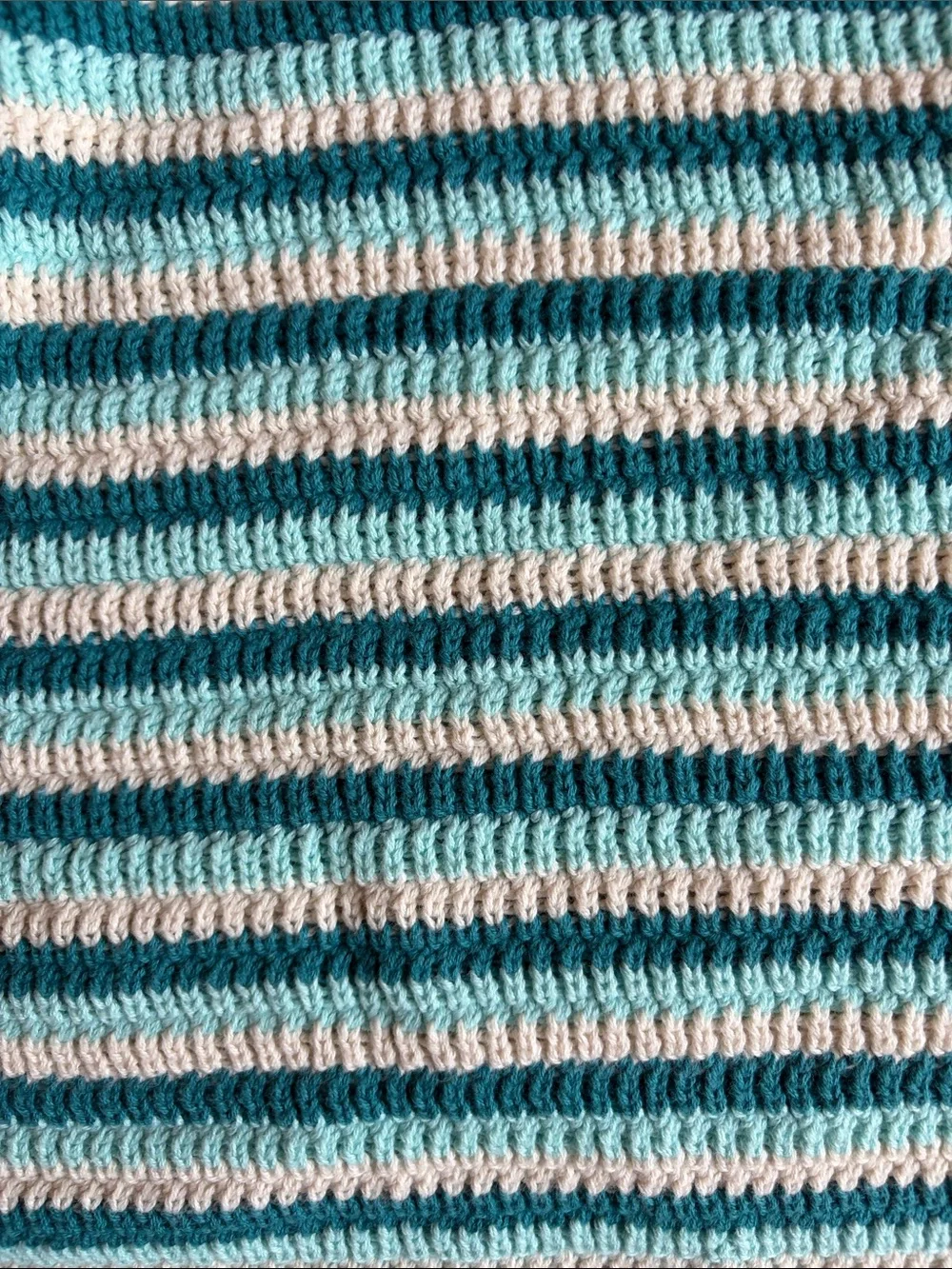 Striped Teal and White Knit Crop Top and Skirt set.